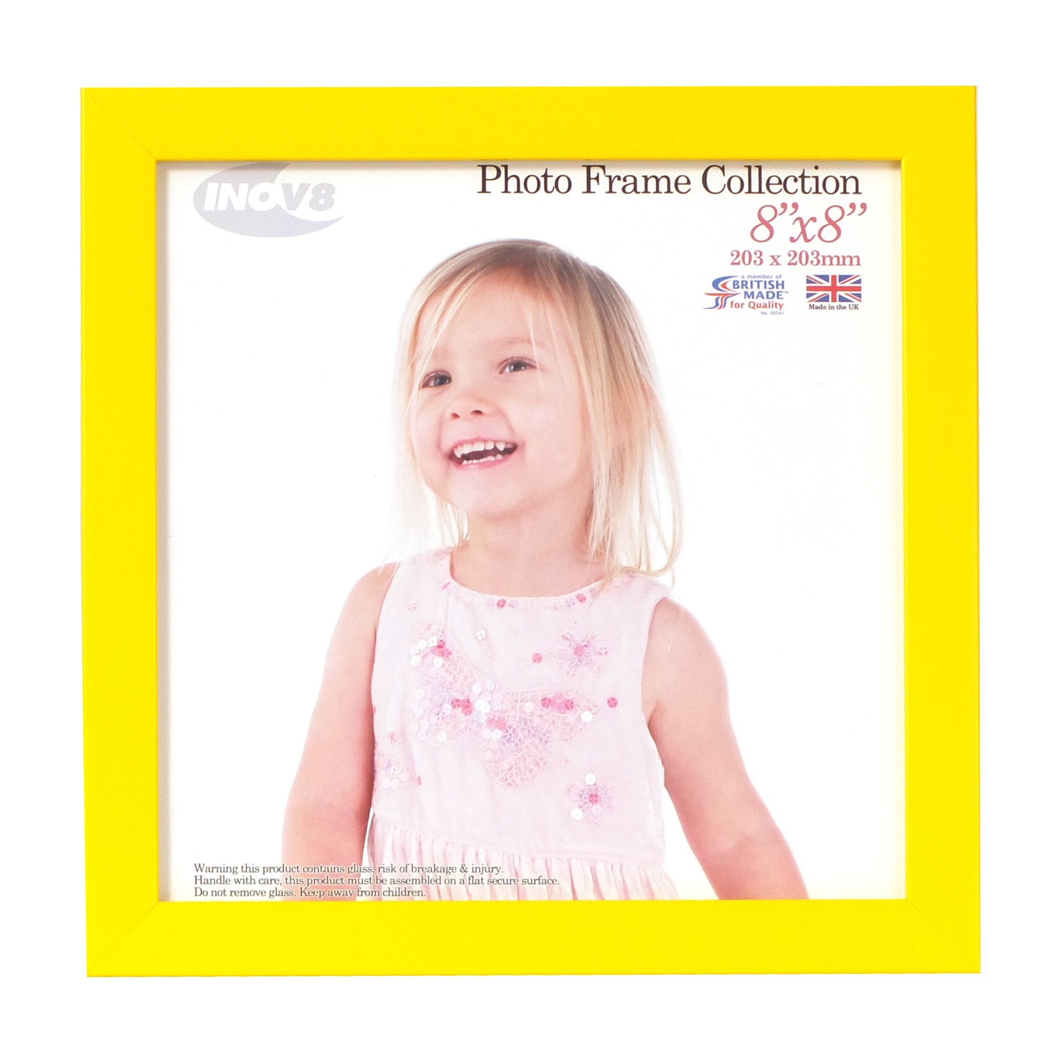 Inov8 Canary Yellow British Made Traditional Picture/Photo Frame, Sqaure 8X8 Inch