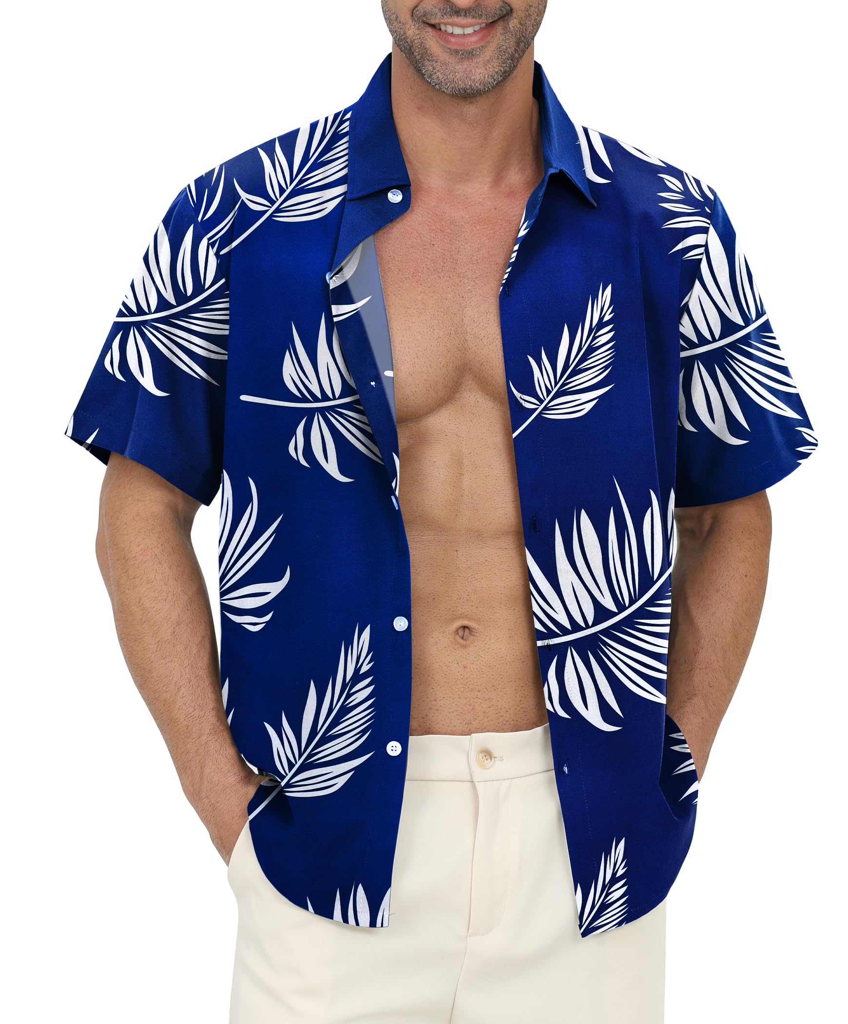 Hawaiian Shirt for Men - Button Down Wrinkle-Resistant for Beach, Pool Parties (S-3XL)