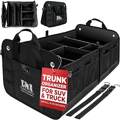 TRUNKCRATEPRO XL Premium SUV, Truck, Car Trunk Organizer With Expandable Compartments - Lightweight Foldable Cargo Organizer