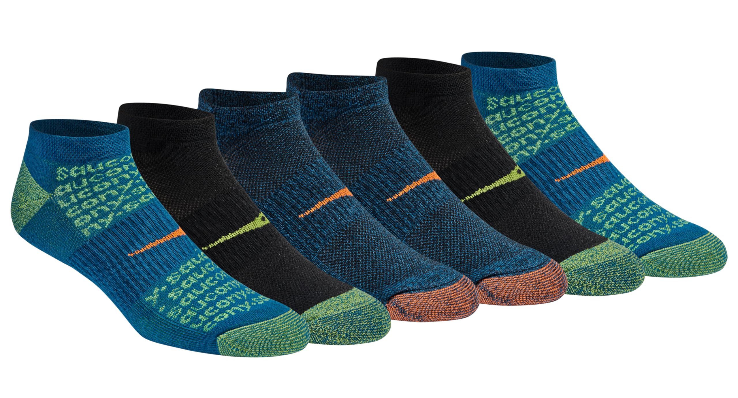 Saucony Men's RunDry Mesh Ventilating Comfort Fit Performance No-Show Socks, Available in M-XXL (6, 12, 18 Pairs)
