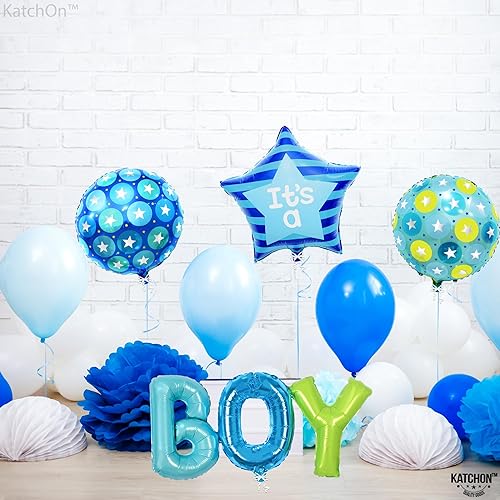 Miniatura 5 de KatchOn, It's A Boy - Juego de globos Paquete de 4 Globos de bebé niño para decoraciones de revelación de género Letra de globo de aluminio para