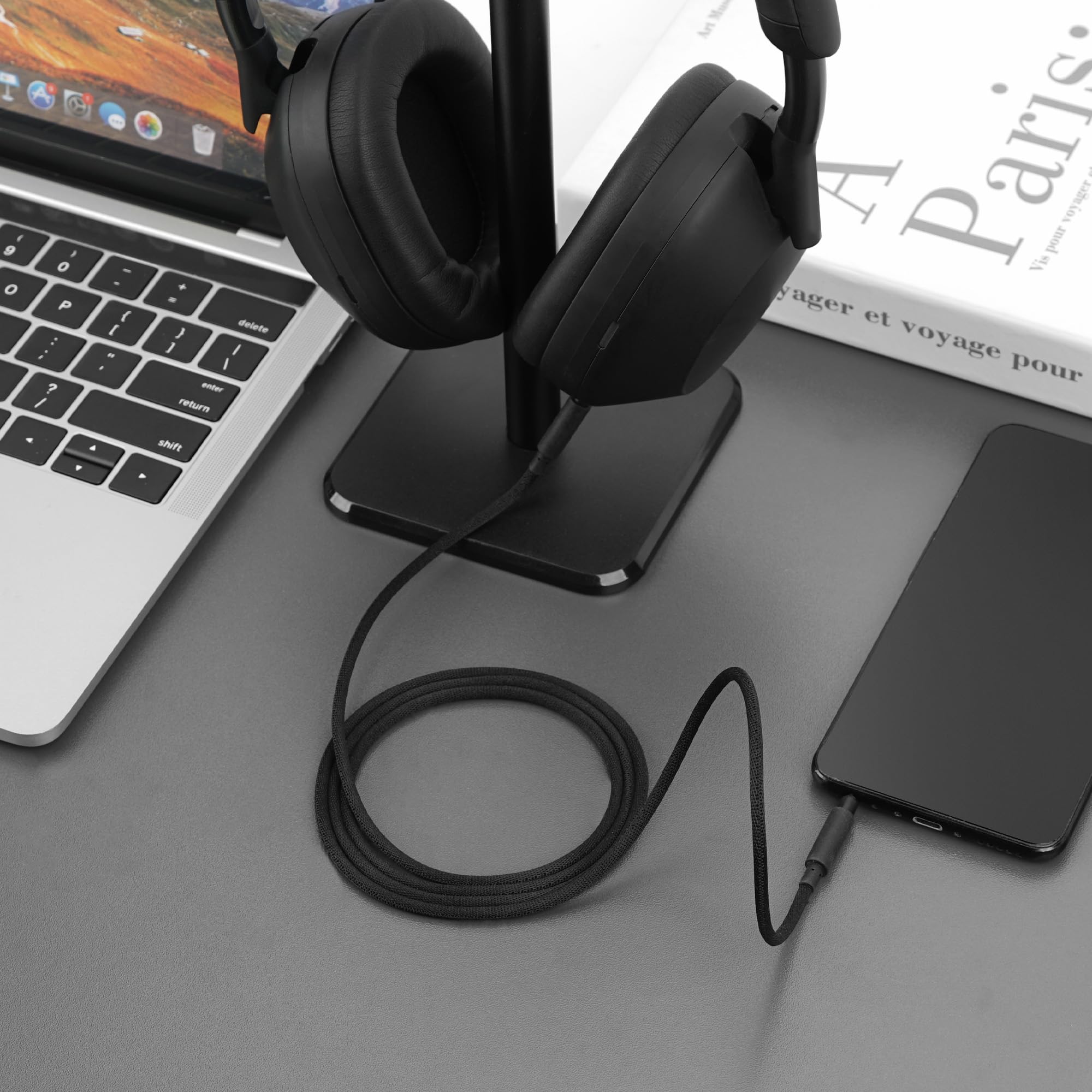 Kabel audio Geekria kompatybilny z Sony ULT WEAR, WH-XB920N/XB910N, WH-1000XM6/1000XM5/1000XM4, INZONE H5, 3,5 mm pleciony nylonowy kabel zastępczy stereo (4 ft/1,2 m)