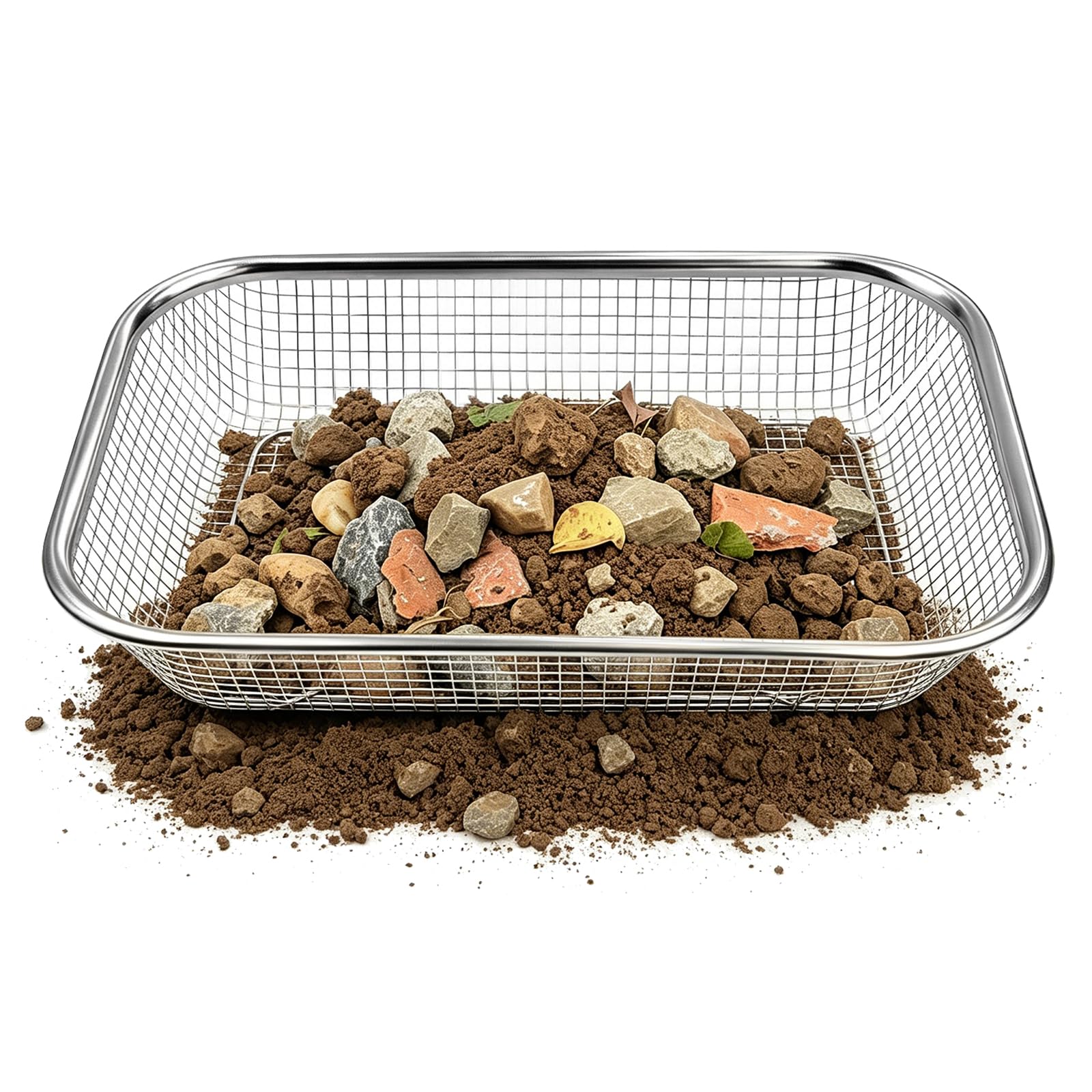 YHSKJCD Garden Soil Sieve, Stainless Steel Garden Sieve for Soil and Stones, Garden Riddle Perfect for Gardening and Landscaping, Ideal Sieve for Sifting and Filtering Soil, Compost, and Sand