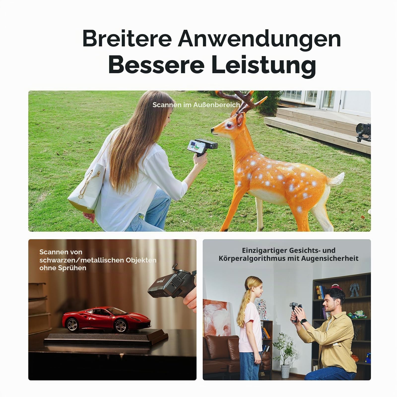 Creality Otter Lite 3D Scanner für 3D Druck, Kabelloser Handscanner, 0,05 mm Genauigkeit, Anti Shake Tracking, Geschwindigkeit bis zu 30 fps, 24 Bit Vollfarbscannen für Objekte von 20–2000 mm