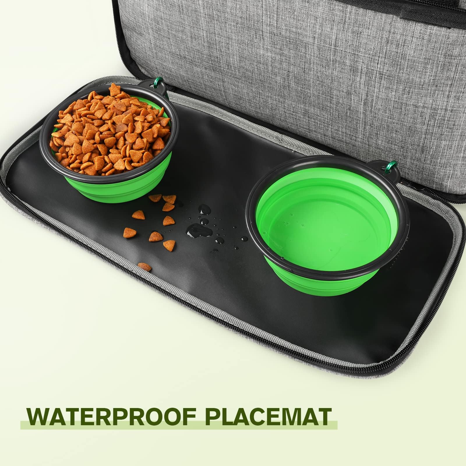 Pecute Borsa da Viaggio per Cani Grande,Borsa da Viaggio Portatile per Cane con 2 Ciotole Pieghevoli in Silicone, 2 contenitori per Alimenti, per Il Campeggio, Escursionistico,Viaggio