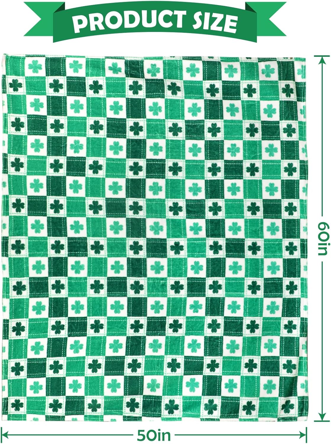 St. Patrick's Day Blanket, Green Shamrock Throw Soft Fuzzy Plush Cozy Fleece Blanket for Couch Sofa Bed, Irish Themed Home Decor Gift, 50 x 60 Inches - Image 2