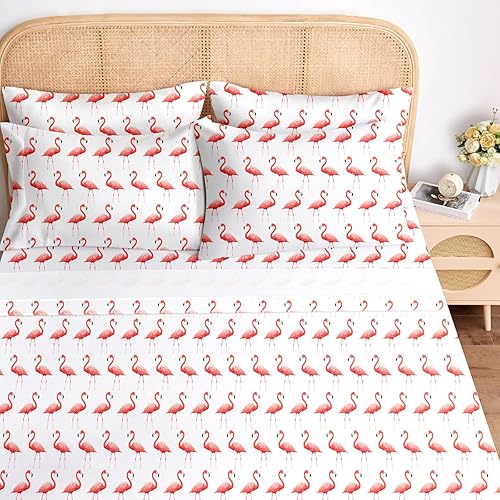 Miniatura 2 de BYSURE Juego de sábanas de Navidad estampadas de Winter Cabin de 6 piezas (tamaño Queen, 4 fundas de almohada y 1 sábana bajera y 1 sábana