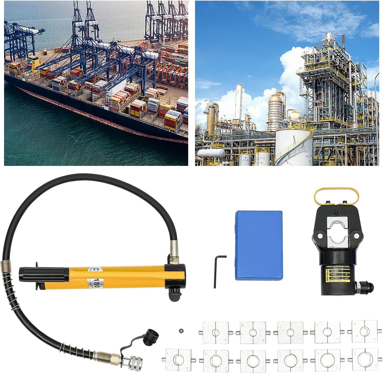 20 Ton Hydraulic Crimper Hydraulic Pressure Joint and CP-180 Pump with Crimping Mold Dies Cable Wire Hose Lug Terminal Crimper Crimping Tool