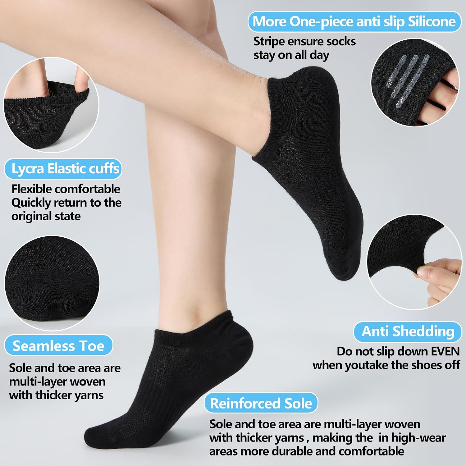 ATBITER 12Pair No Show Socks Women,Low Ankle Invisible Lightweight Non Slip image 4