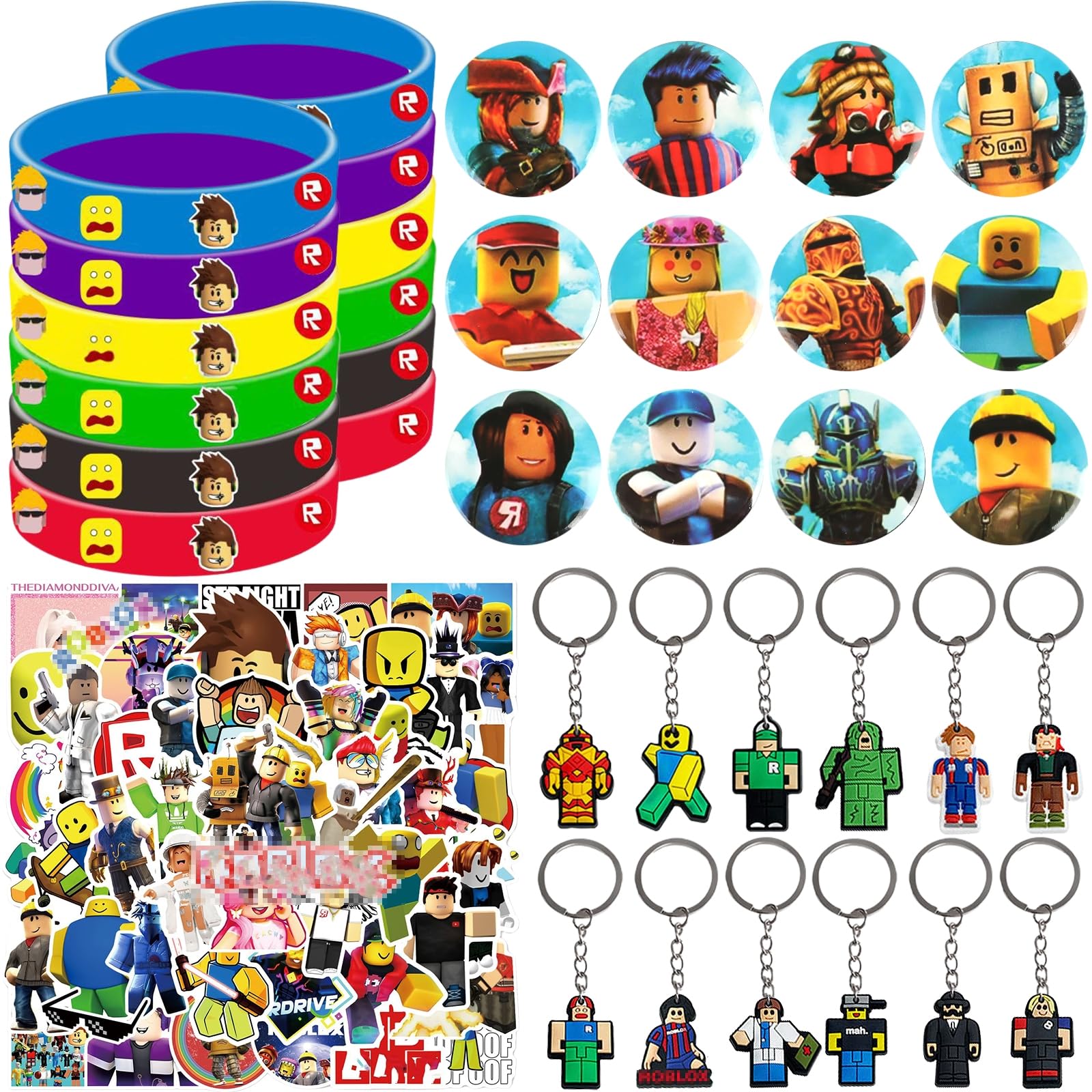 Regalini Fine Festa R-oblox - Kit Con Portachiavi, Braccialetti E Adesivi Per Compleanni Bambini - Foto 2