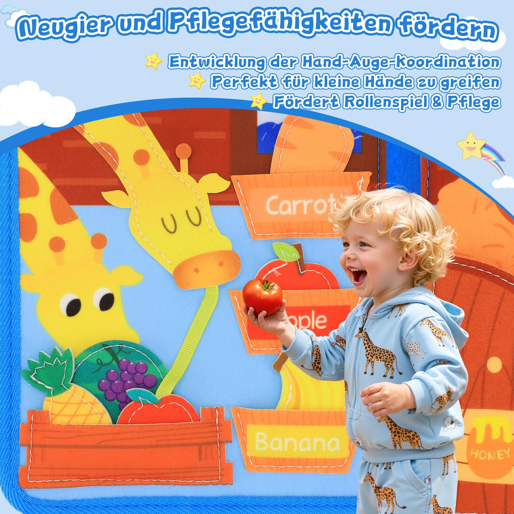 Busy Board a partire da 1 anno – Giocattoli a partire da 1 2 3 anni Quiet Book Montessori giocattolo per lo sviluppo di abilità fini, giocattolo educativo precoce per bambini giocattolo
