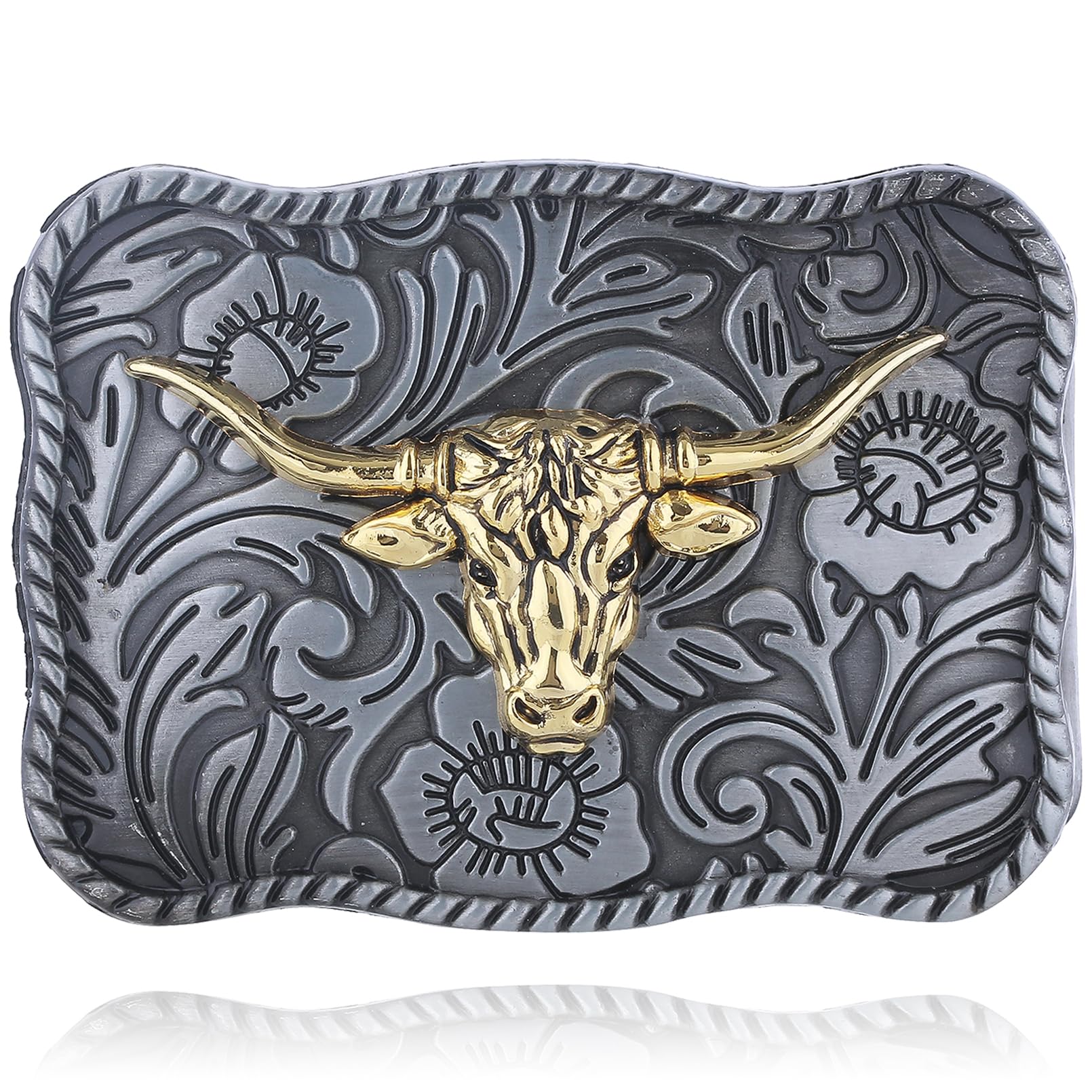 Turquoise Belt Buckle for Men Western Texas Longhorn Bull Rodeo Belt Buckle American Cowboy Chic Gift