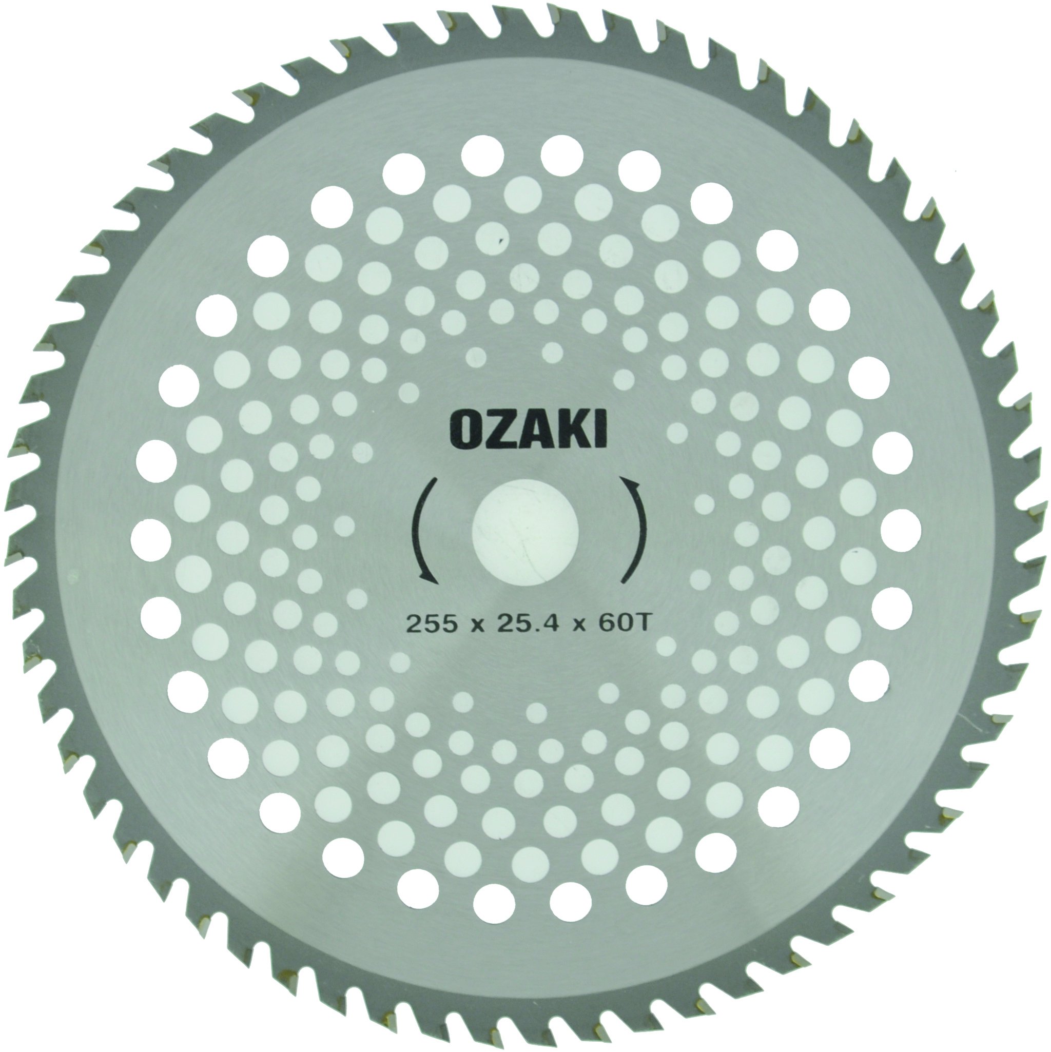 OZAKI - Lame pour Débrousailleuse - 60 Dents à Pointe Carbure - Largeur de Coupe : 255 mm - Alésage : 25,4 mm - Épaisseur 1,4 mm