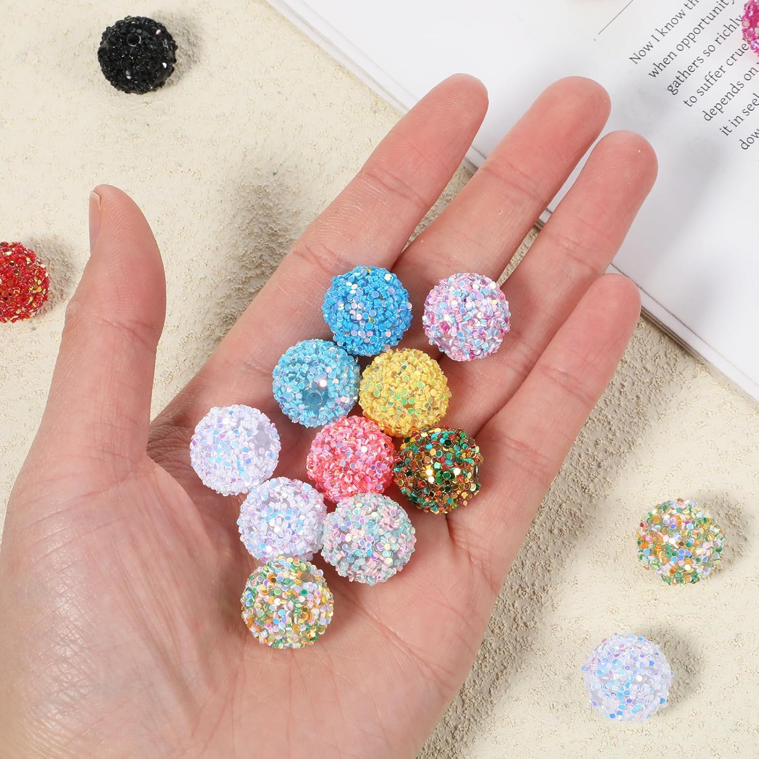 20pcs Colorful Mixed Color Sequin Beads, Round, Resin, 16mm, Loose Beads, Perfect for DIY Pens, Keychain, Bracelets - Image 6