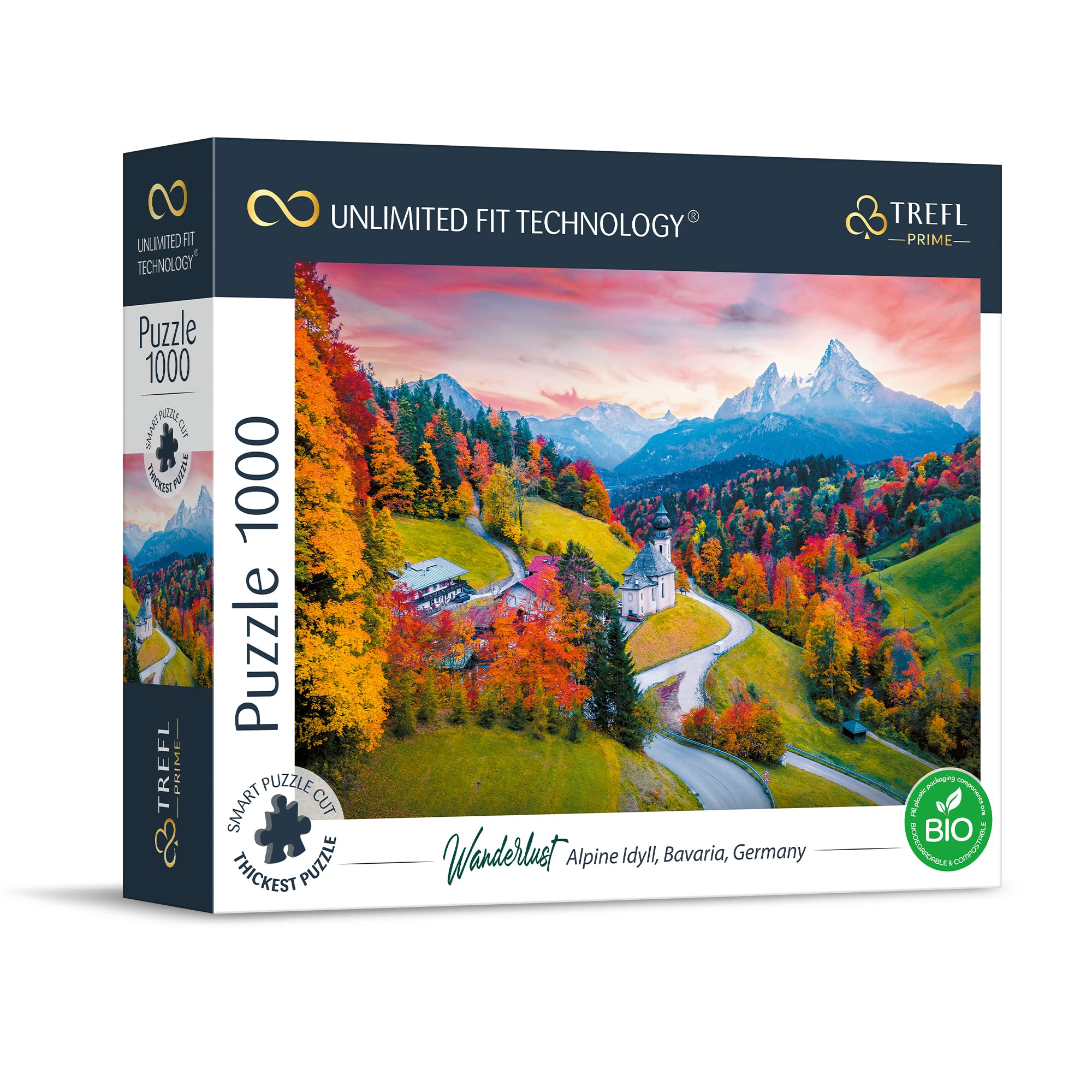 Trefl 10703 1000 Elements, Dickster Cardboard, Organic, Alps, Germany, Bavaria, Mountains, Entertainment for Adults and Children from 12 Years, Puzzle Wanderlust: Alpine Idyll