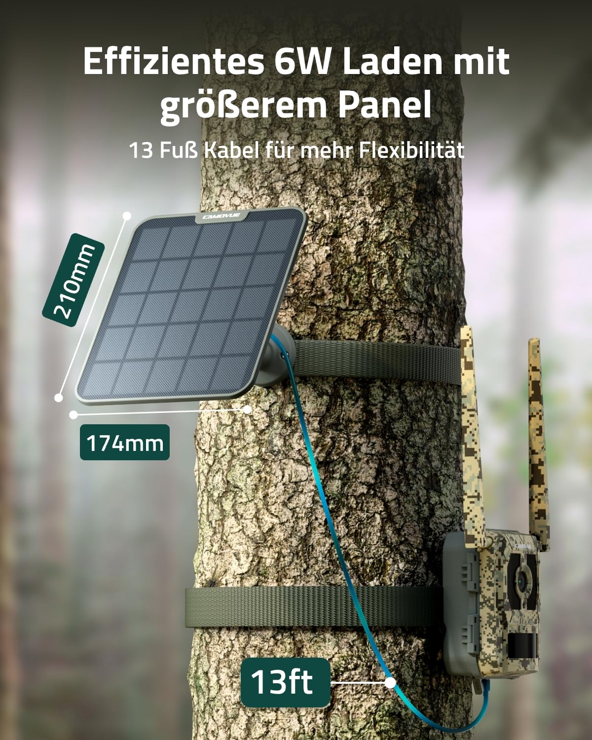 Solarpanel SP-10 für Wildkamera, Kompatibel Reolink Kameras, 6W Schnellladung für Nonstop-Stromversorgung, geeignet für den Außenbereich, Flexible Installation, IP65 Wetterfest