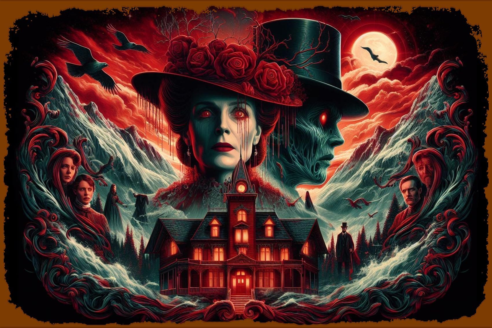 AAXUMIK Crimson Peak Movie Poster Creative Tin Sign Metal Sign Retro Wall Decor for Home Gate Garden Bars Restaurants Cafes Office Store Pubs Club Sign Gift 12 x 8 inches Plaque Tin Sign