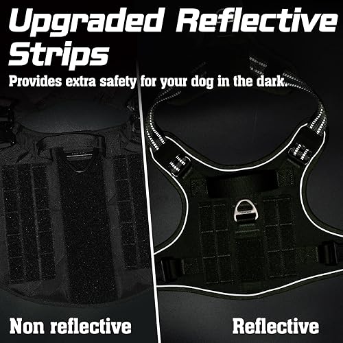Miniatura 8 de rabbitgoo Arnés táctico para perro, sin tirones, chaleco militar con asa y Molle, arnés para perro de servicio de fácil control para perros grandes,