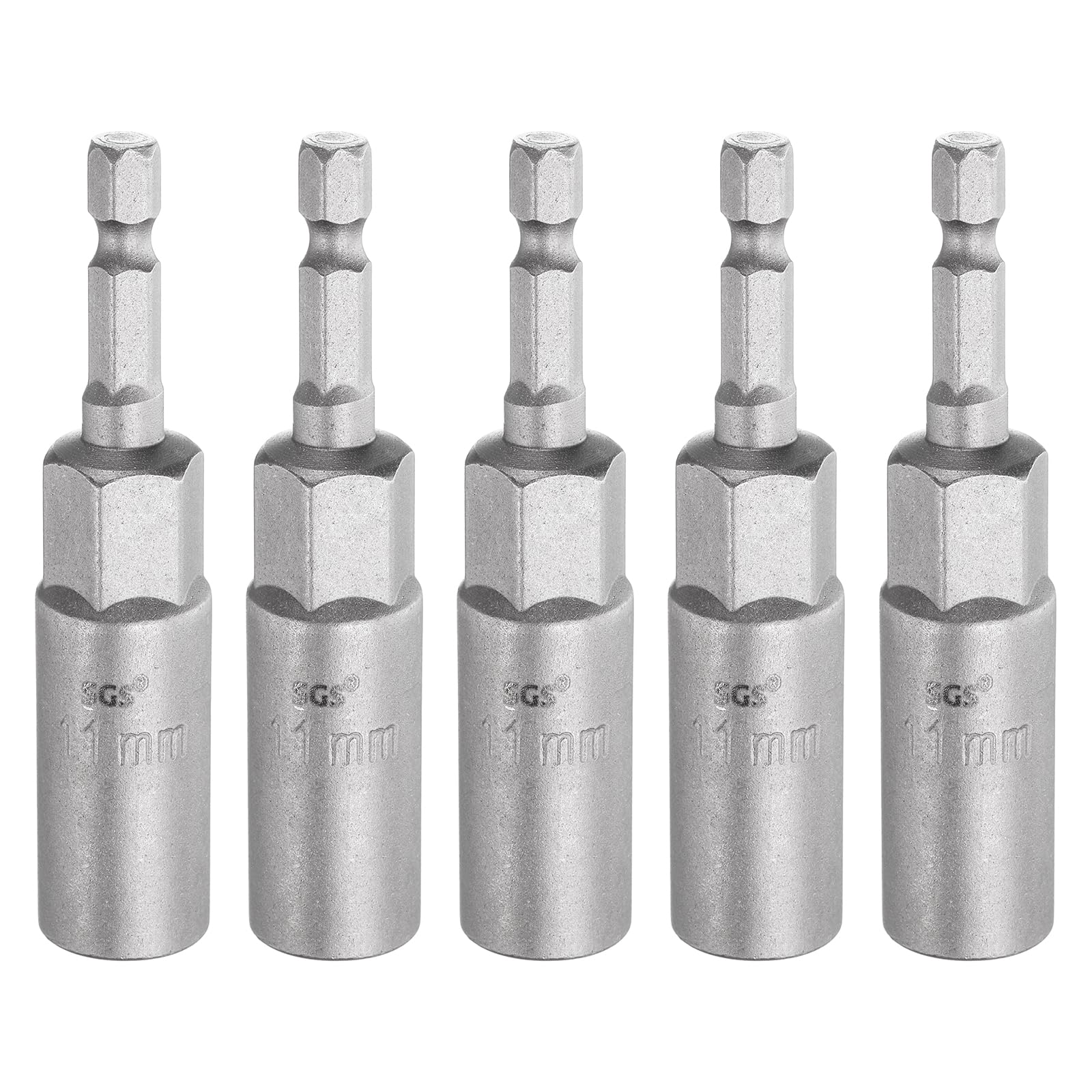 Forets tourne-écrous 11 mm en acier CR-V avec douilles magnétiques et tige hexagonale de 6,35 mm