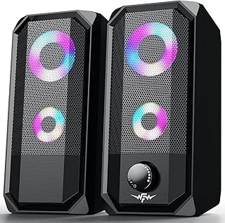 Bazivve PC Speakers, RGB Gaming Computer Speakers for Desktop, USB Powered & 3.5mm Jack Sound Bar for Monitors Laptops