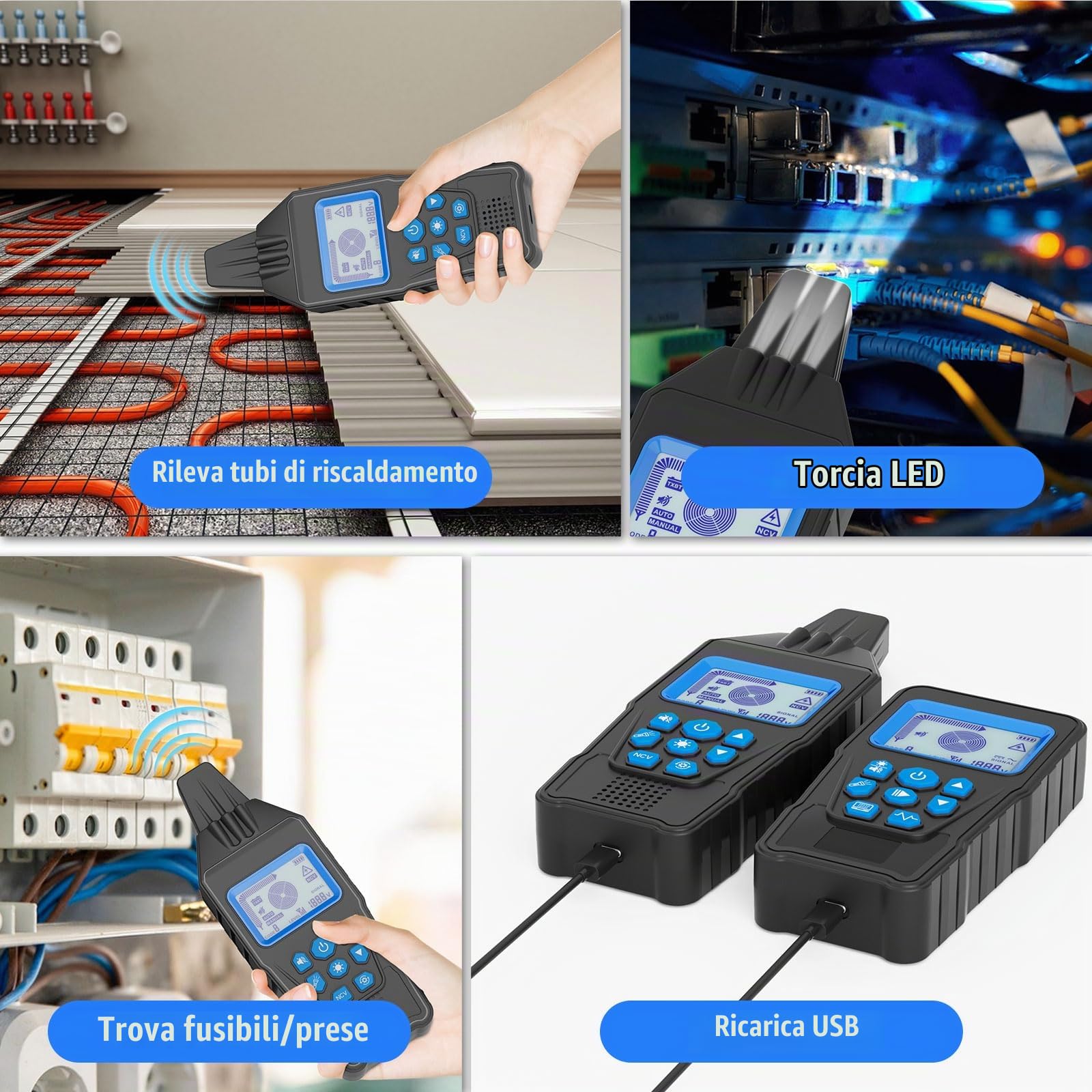 U630 Localizzatore di cavi sotterranei, distanza di rilevamento della linea digitale 2.5 metri, rilevatore di rottura del tracciamento, per circuiti elettrici, condotte, recinti per cani