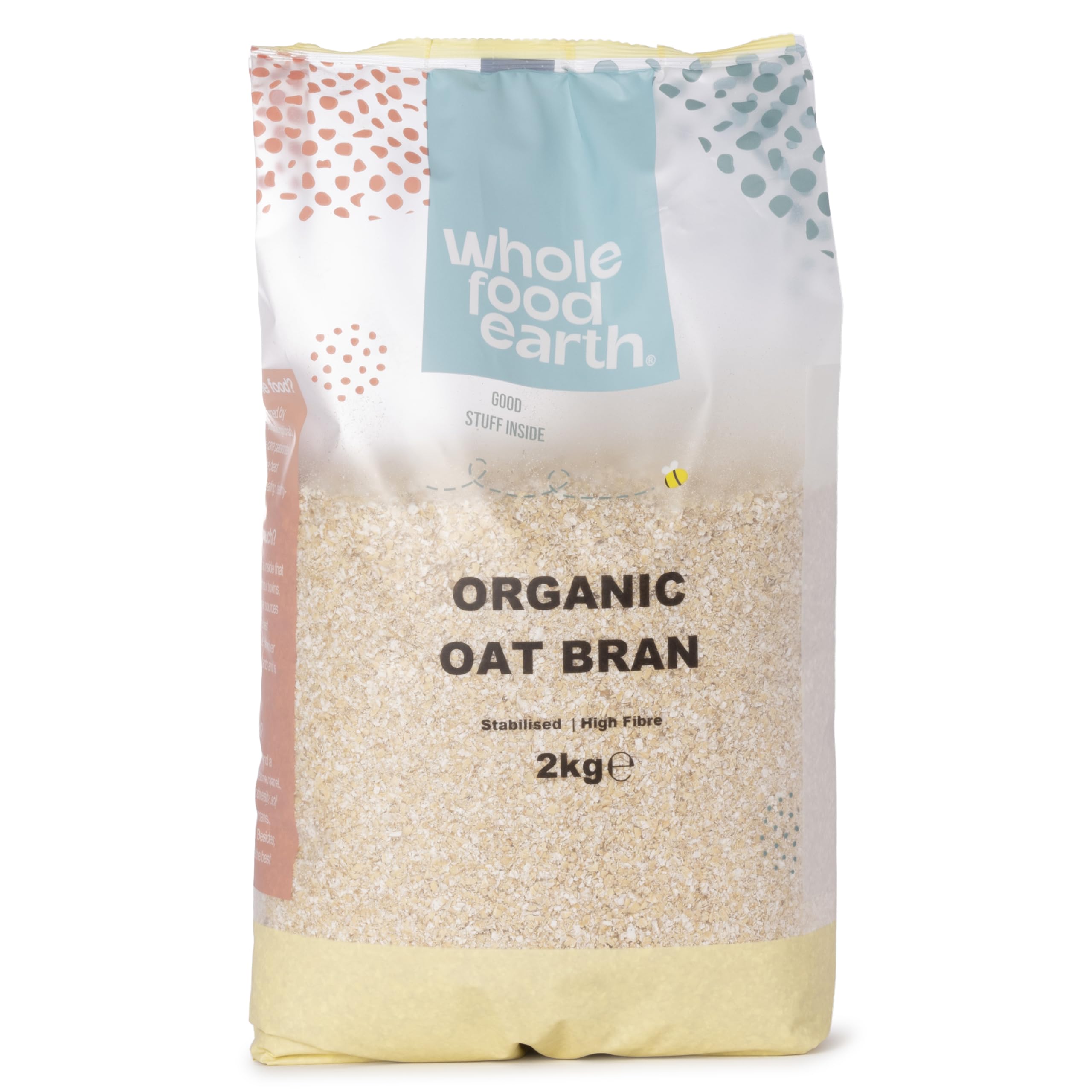 Wholefood Earth Organic Oat Bran Stabilised 2 kg | Stabilised | GMO Free | Vegan | High Fibre | Certified Organic (Package may vary)