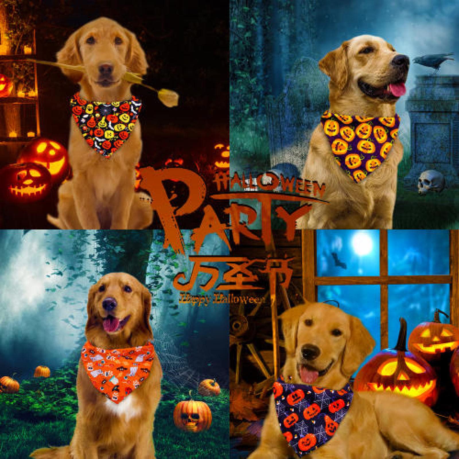 Bandany dla psów bandana dla psa Halloween artykuły dla zwierząt pies kot szczeniak bandany szalik świąteczne akcesoria dla psów bandana 100 szt. 28 x 28 x 40 cm