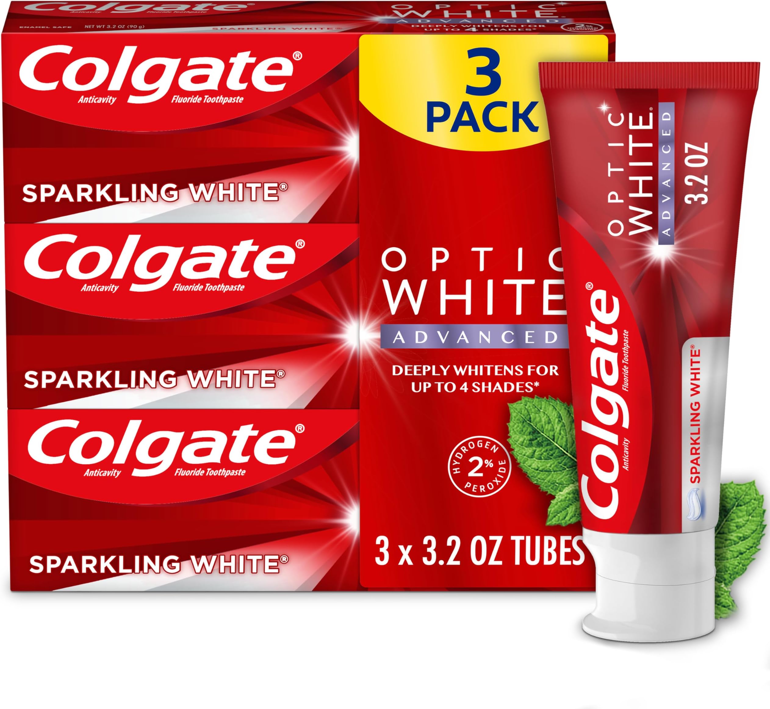 Colgate Optic White Advanced Teeth Whitening Toothpaste, 2