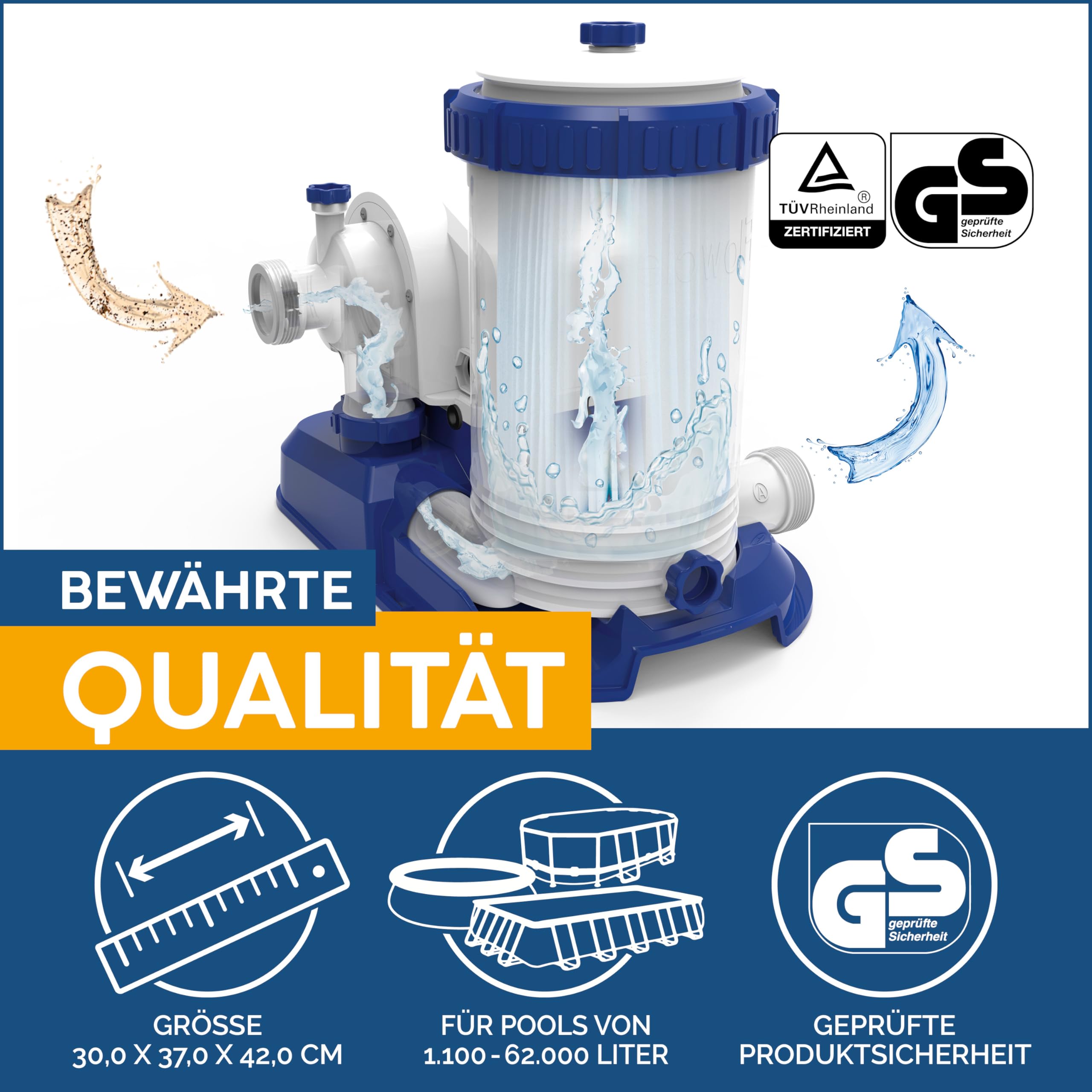 Bestway 58391 FLOWCLEAR Bomba de filtro 9.463 l/h, 220 – 240 V ~/50Hz, transformador 12 V kl. 3, 350 W, TÜV/GS H, multicolor