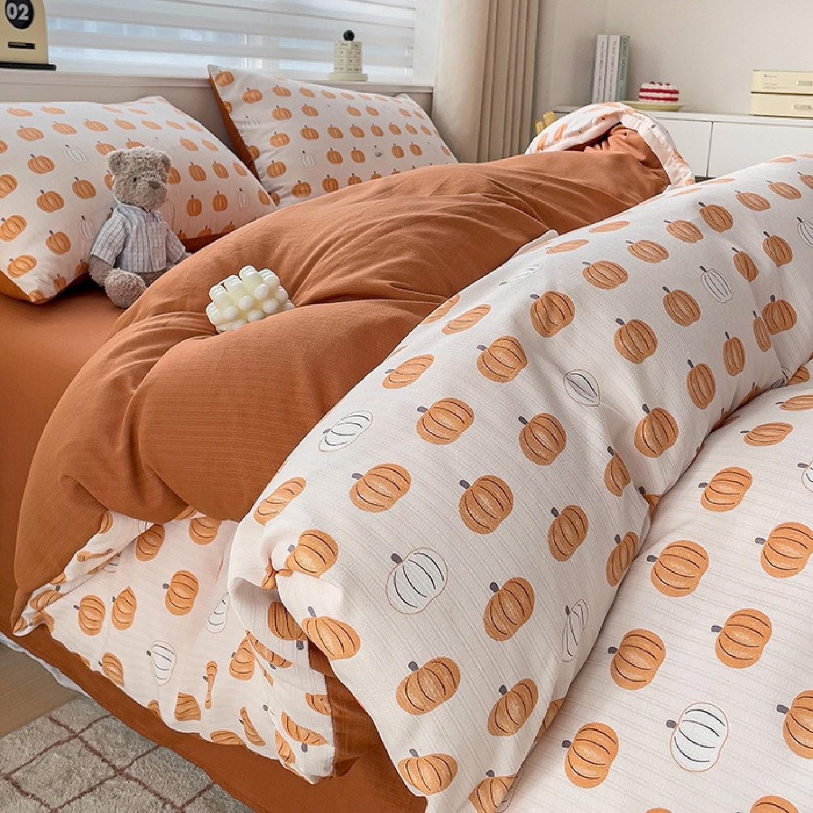 Housse de couette parure de lit 4 pièces au tissage haute densité fini satiné
