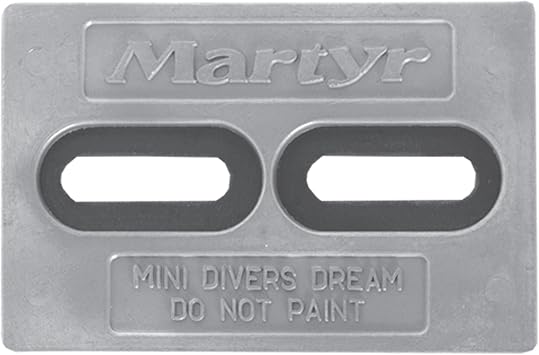 MARTYR CMDIVERMINI Zinc Hull Anode, 1/2" X 4" X 6" Slotted Bolt-on