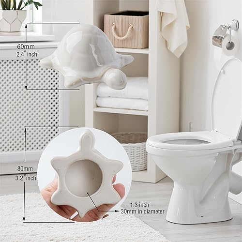 Miniatura 42 de Tapas de pernos de suelo de tortuga marina verde, tapas de cerámica para pernos de inodoro de tortuga marina, bonita decoración de baño, divertidos