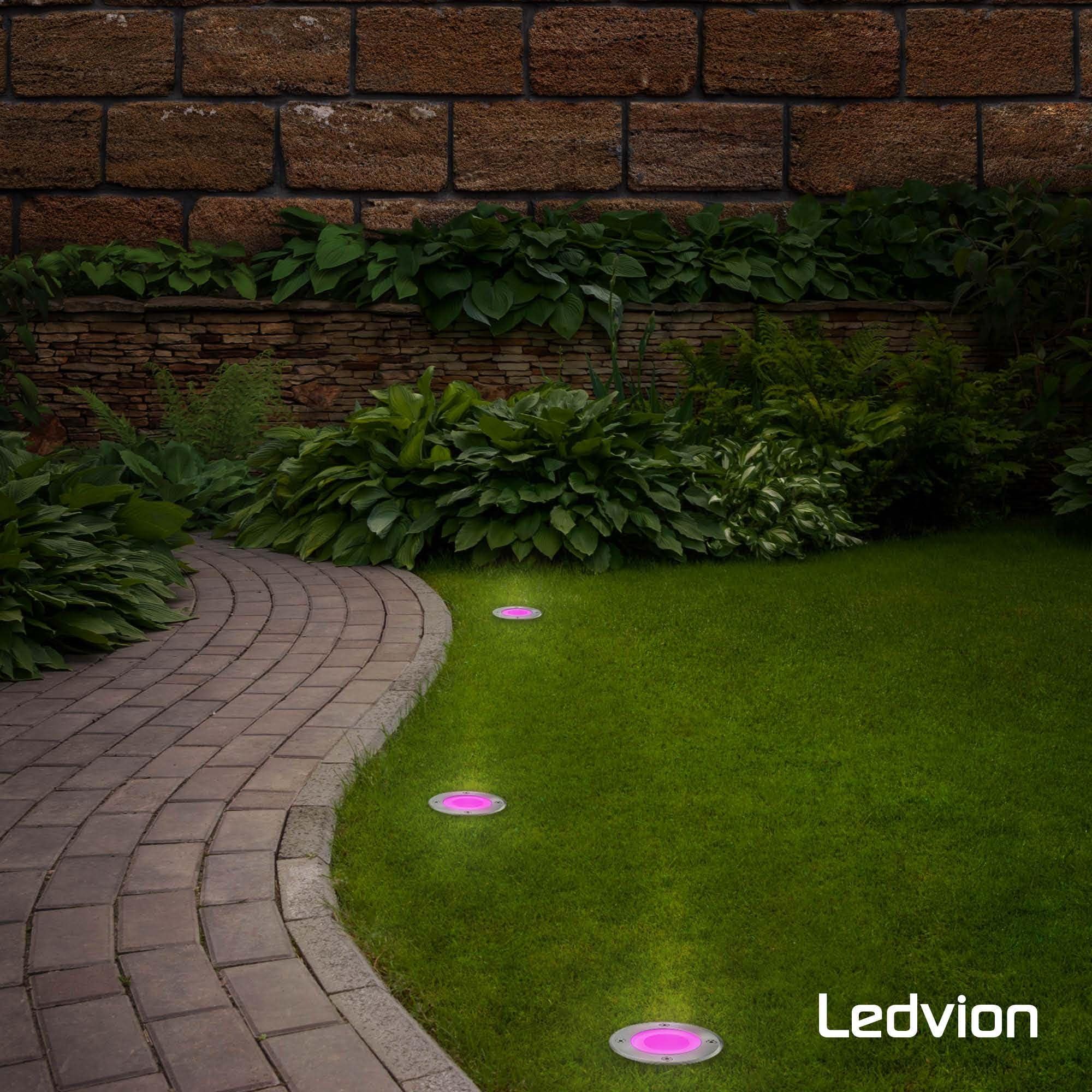 Ledvion 3er Set LED Bodenstrahler Außen IP67 4.9W GU10 RGB 1m Rund