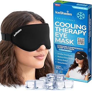 IceShades Cooling Gel Eye Mask for Migraine Relief, Tension & Hangover Migraine Mask, Cold Compress for Headache Dark Circles Tired Puffy Eyes, Reusable Ice Pack for Sleeping, Black