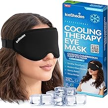 IceShades Cooling Gel Eye Mask for Migraine Relief, Tension &amp; Hangover Migraine Mask, Cold Compress for Headache Dark Circles Tired Puffy Eyes, Reusable Ice Pack for Sleeping, Black