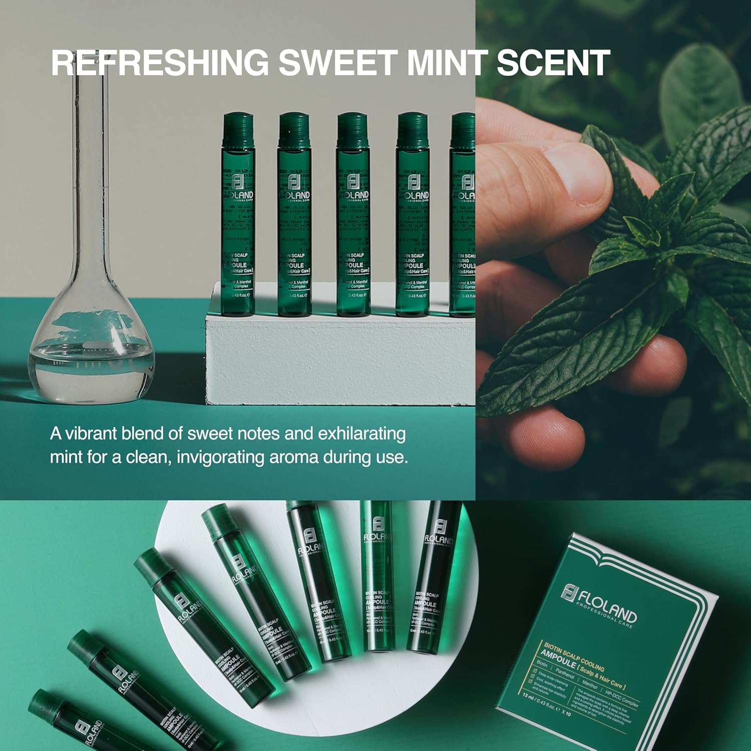 Korean Biotin Scalp Cooling Ampoule Serum (0.43 fl oz × 10) – Scalp Cleaning For Oily, Lightweight, Fast-Absorbing Texture Dry Treatment, Frizz Ease, Control Hair Repair, Hair Mask, Anti Frizz