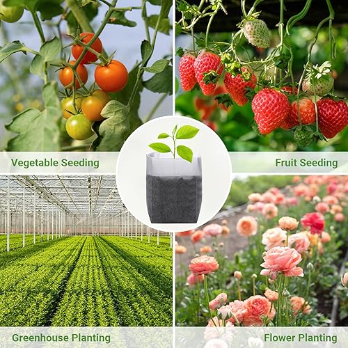 Miniatura 2 de GREANER 100 bolsas de cultivo de vivero grandes 78 x 86 pulgadas bolsa de cultivo de plántulas de tela biodegradable no tejida bolsas de semillas