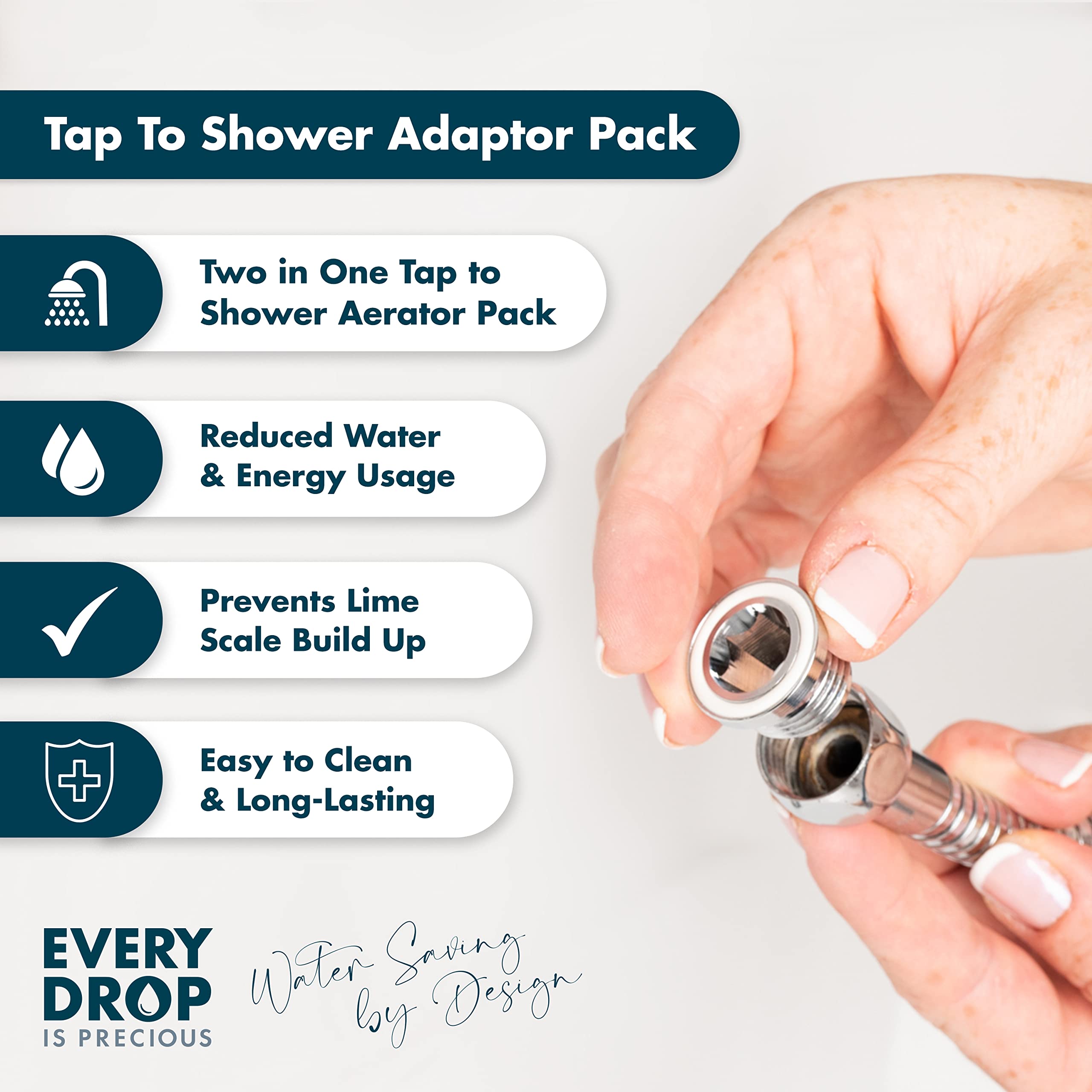 Every Drop Is Precious Tap to Shower Adaptor Pack Saves Water, Two in