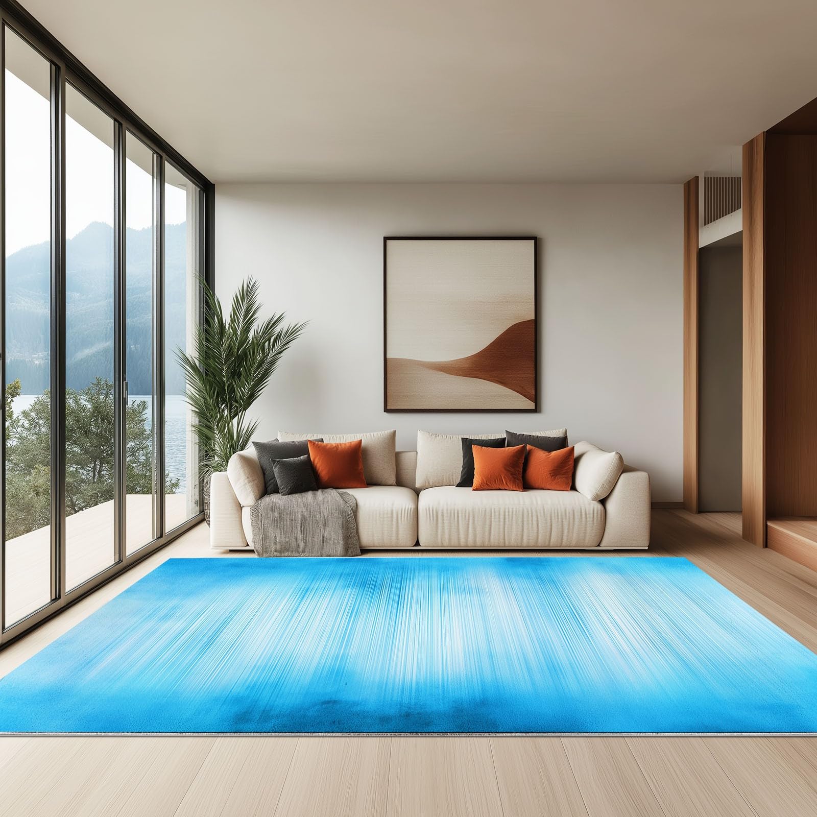 Dywan w niebieskie pionowe paski dywaniki antypoślizgowe 140 x 200 cm, abstrakcyjny design prostokątne miękkie dywaniki do salonu, dekoracja domu dywan można prać w pralce