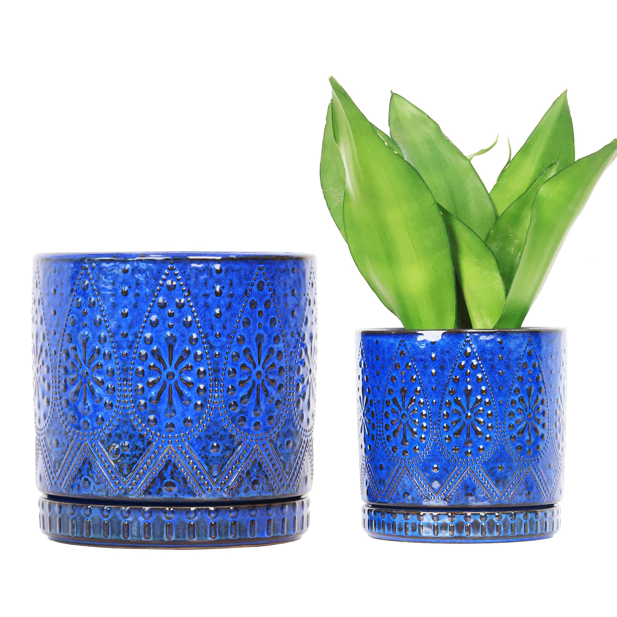 Doniczka na rośliny 20 cm + 15 cm z otworami drenażowymi i spodkami, ceramiczna donica na rośliny, sukulenty, storczyki, doniczki