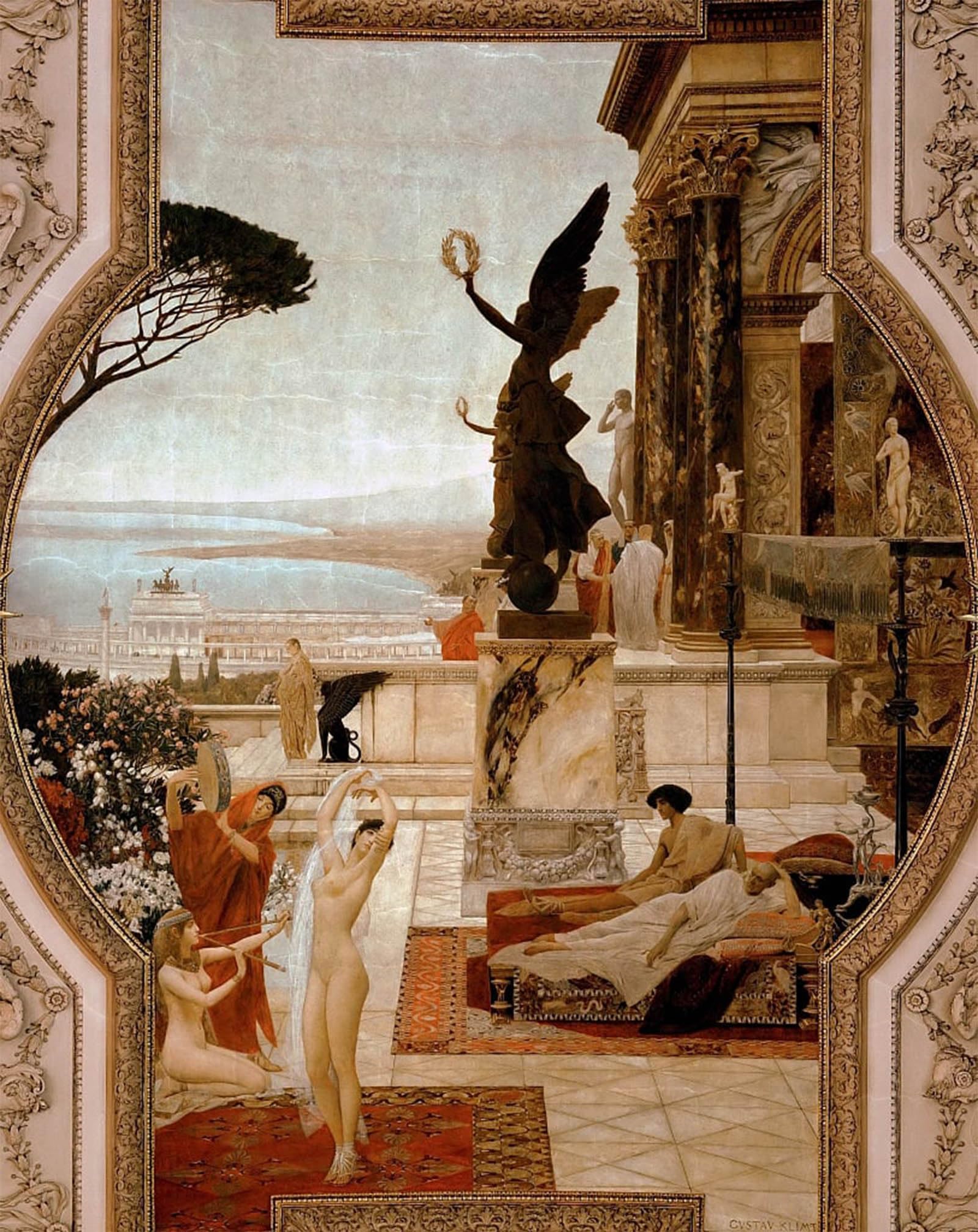 SERENDIPITP Vintage Wall Art Canvas Nordic Poster Canvas Print Picture the Theatre in Taormina by Gustav Klimt Wall Art Poster for Home Decor 60x90cm