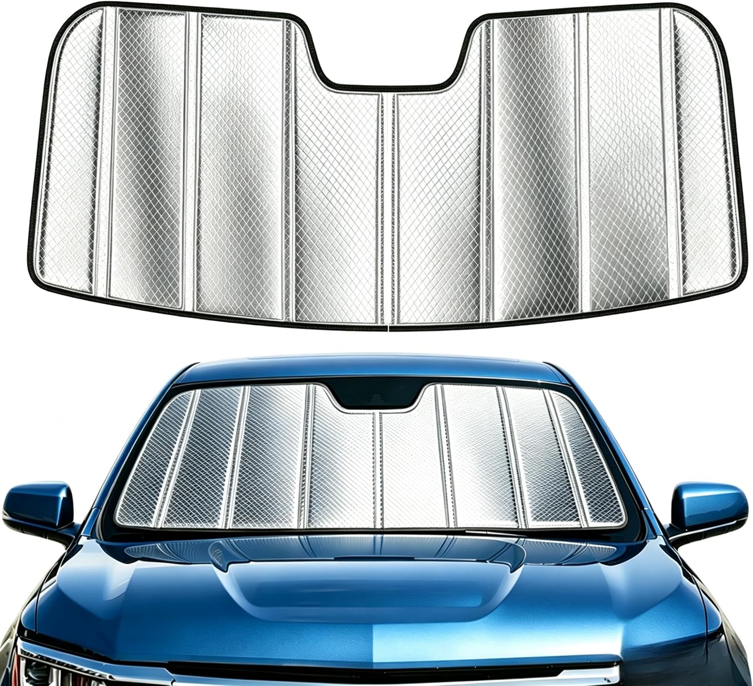 Custom Fit Windshield Sun Shade for Toyota Tundra 2022-2026, Toyota Sequoia 2023-2026, Foldable 3-Layer High Reflective Silver Sunshade, Blocks UV Rays & Reduces Cabin Heat