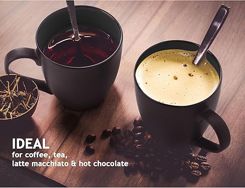 Miniatura 2 de MIAMIO - Juego de 6 tazas de café de gres de 12 onzasjuego de tazas - Colección Le Papillon (negro)