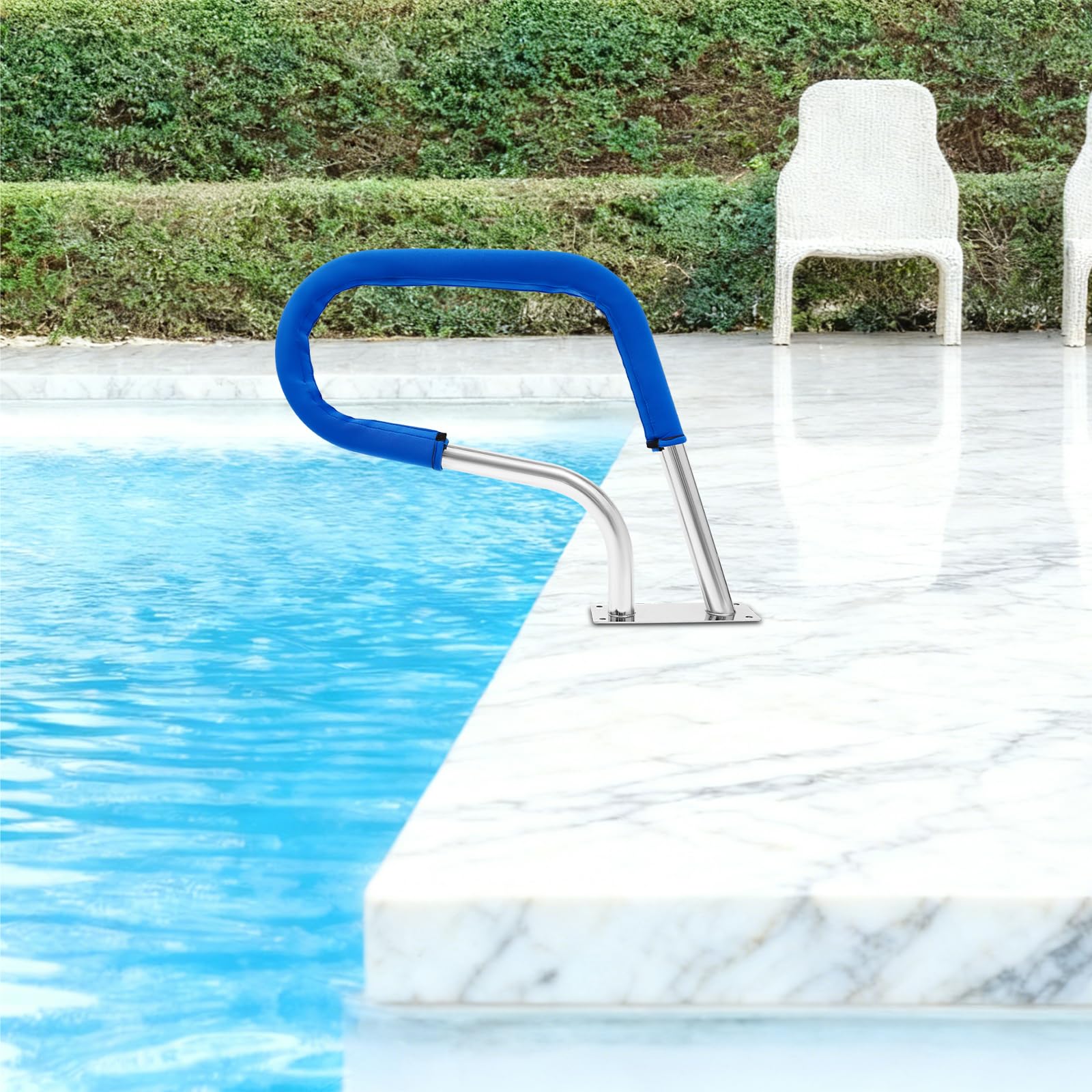 Pasamanos de piscina de acero inoxidable 304, mango estable con cubierta de neopreno, ayuda de entrada de hasta 120 kg, para piscinas interiores y exteriores