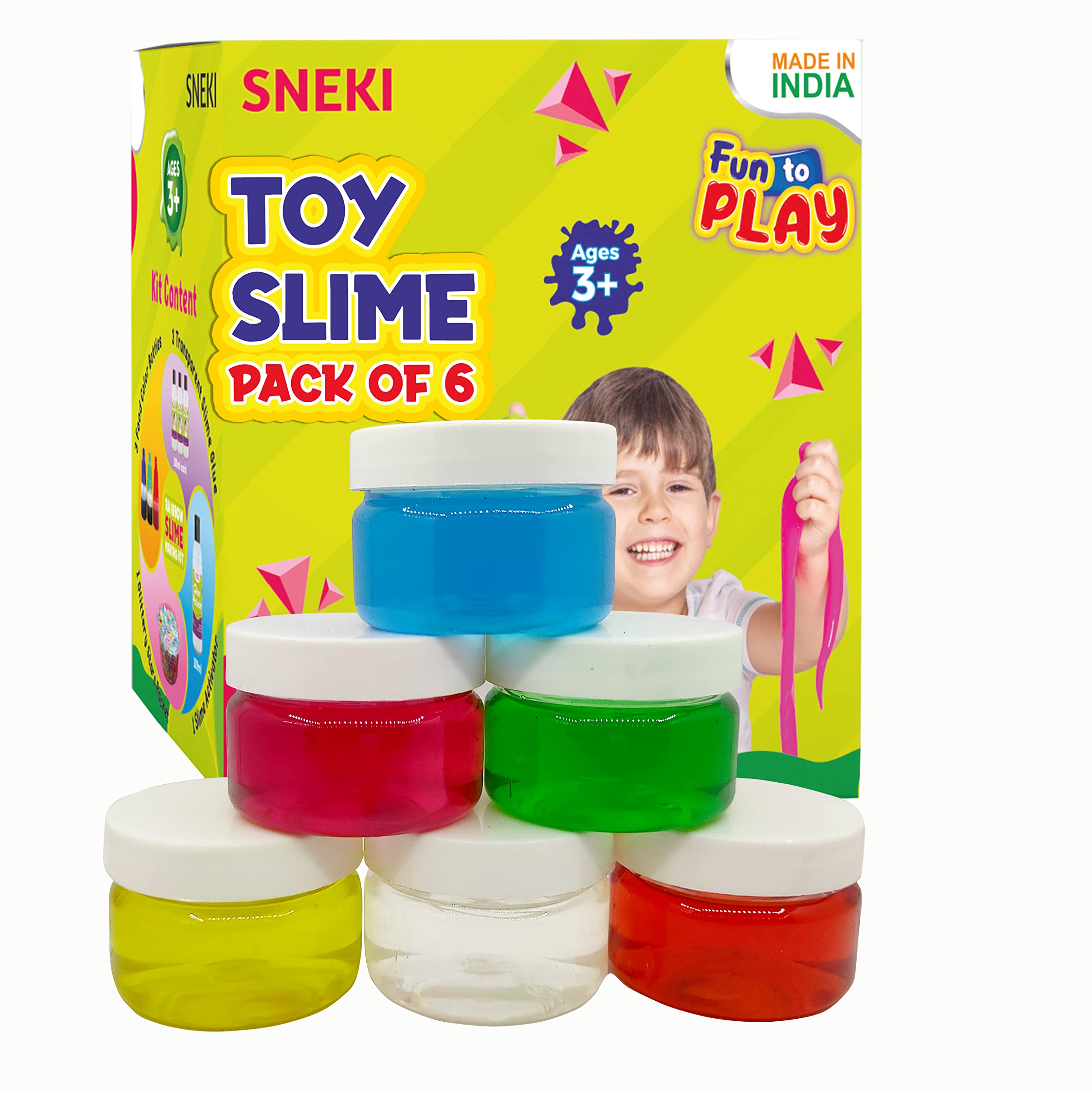 SNEKI (Pack of 6) Non Sticky Crystal Clay Kids Slime Putty Toy for Kids Educational Creative DIY Toys Stress Relief Sludge Toy for Boys and Girls (50gram)