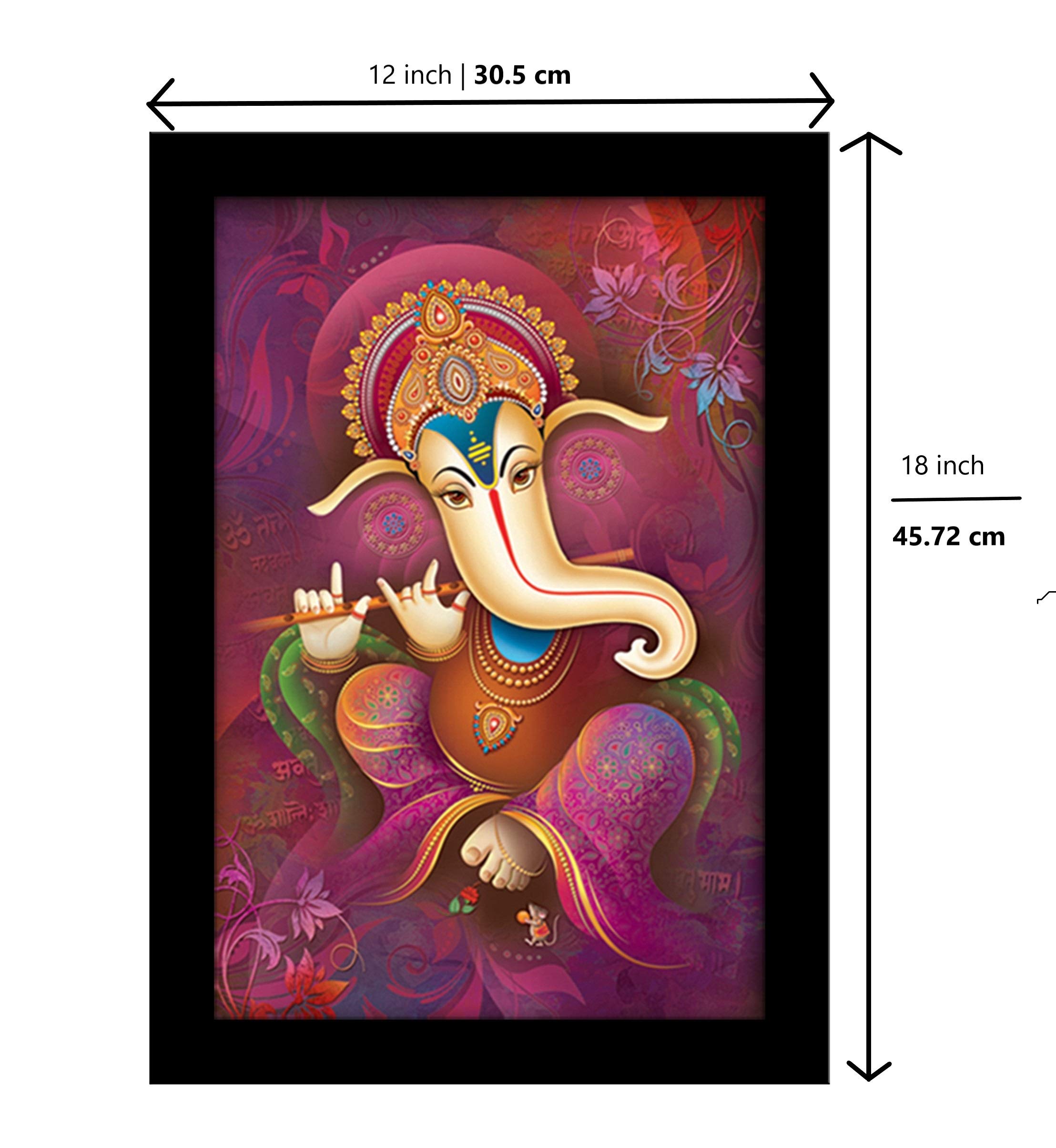 LIFEHAXTORE® Xtore Ganesha Art Framed Painting | Ready to Hang (Wood, 12inch x 18 inch)