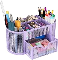 Vista 9 de Organizador para escritorio EasyPAG, malla metálica, 9 compartimentos, gavetas para escritorios con bandeja, Azul