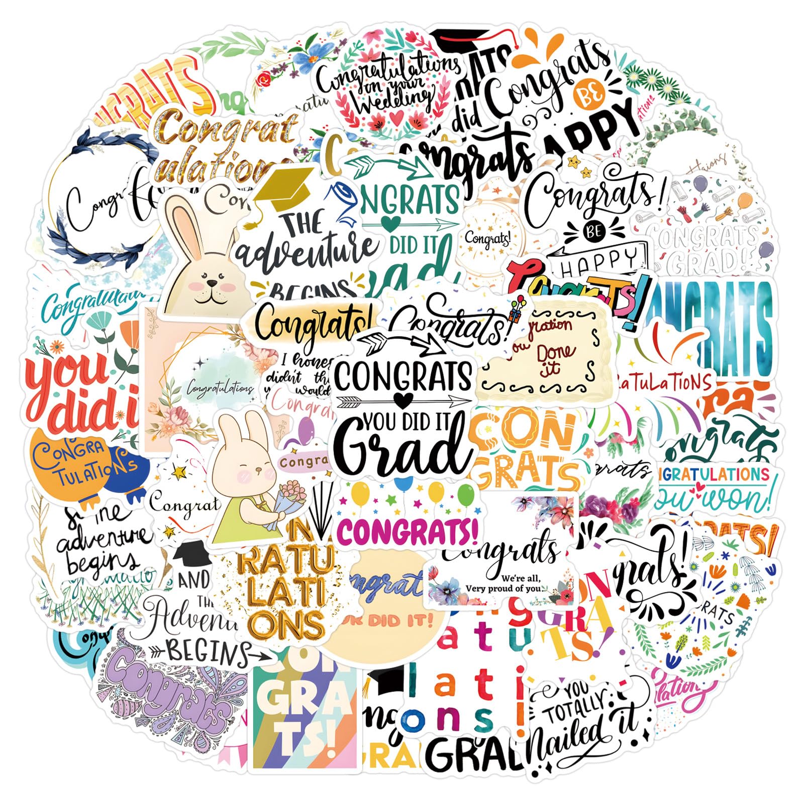 60pcs Blessing Phrase Stickers for Teen Water Bottle Cartoon Trendy Aesthetic Stickers Fun Aesthetic Waterproof Vinyl Decals for Laptop Bumper Luggage