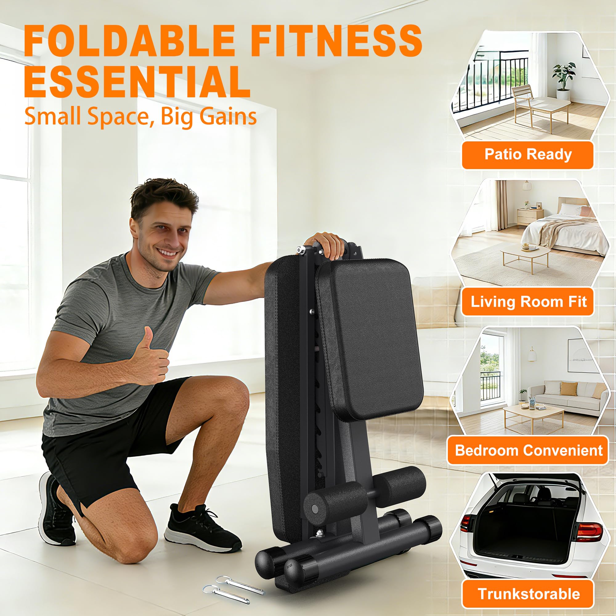 Panca regolabile per allenamento a casa, 10 angoli di regolazione (90°-205°), pieghevole, multifunzione, per allenamento, fitness, 420 mm, design stabile e confortevole