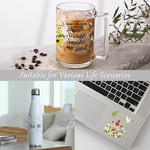 Miniatura 10 de AFRITEE Envolturas de tazas UV DTF  8 hojas lindas y divertidas coloridas con patrón de café I'm Fine Coffee de gato negro, calcomanías de bricolaje